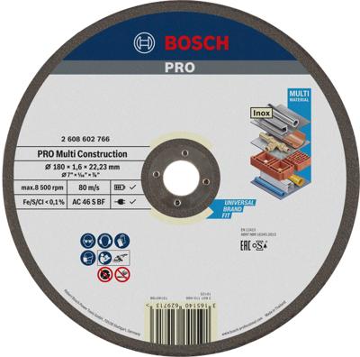 Bosch Accessoires Doorslijpschijf recht Rapido Multi Construction ACS 46 V BF, 180 mm, 22,23 mm, 1,6 mm - 1 stuks - 2608602766