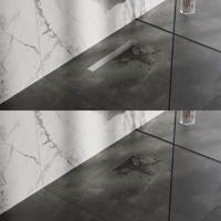 Douchegoot Brauer RVS Inclusief Vloerflens 50x7 cm Zero Tegelinlegrooster Omkeerbaar Brauer - thumbnail