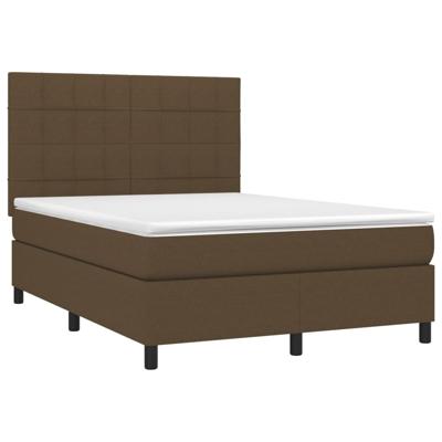 Boxspring met matras en LED stof donkerbruin 140x200 cm - thumbnail