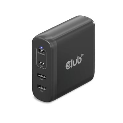 club3D CAC-1912 Laptop netvoeding 100 W 2x USB-A, 2x USB-C USB PD Zwart Binnen GaN, USB Power Delivery (USB-PD)
