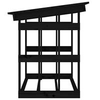 VidaXL Haardhoutrek 108x64,5x77 cm massief grenenhout zwart - thumbnail