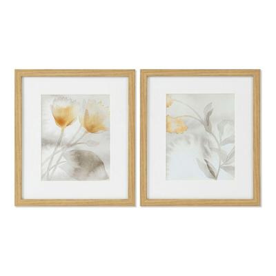 Schilderij DKD Home Decor Drawed Leaf 33 x 3 x 38 cm Traditioneel Blad van een plant (2 Stuks)