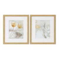 Schilderij DKD Home Decor Drawed Leaf 33 x 3 x 38 cm Traditioneel Blad van een plant (2 Stuks) - thumbnail