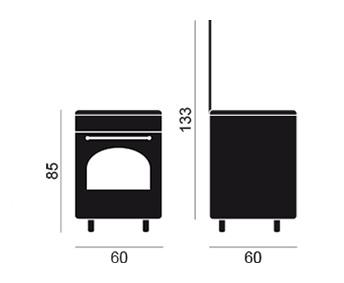 Gasfornuis Vitrokitchen RU6060N NAT 64 L 60 cm Antraciet
