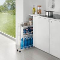Metaltex Smalle Trolly met Wielen + 3 Etages 56x16x75.7 cm Wit - thumbnail