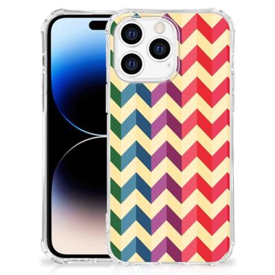 Apple iPhone 14 Pro Max Doorzichtige Silicone Hoesje Zigzag Multi Color Apple iPhone 14 Pro Max Doorzichtige Silicone Hoesje Zigzag Multi Color