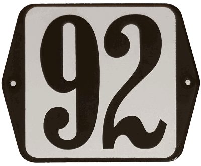 Huisnummer naambordje standaard 15x12 cm nummer 92 - Warentuin mix