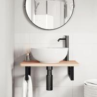 Badkamer wandschap staal en massief beukenhout - thumbnail