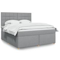 Boxspring met matras stof lichtgrijs 180x200 cm - thumbnail
