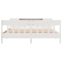 Bed met boekenkast zonder matras grenenhout wit 200x200 cm - thumbnail