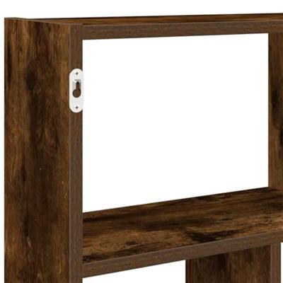 Wandschap kubus 12 vakken bewerkt hout gerookt eikenkleurig - thumbnail