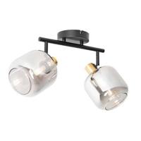 QAZQA Plafondspot zwart met goud met smoke glas 2-lichts - Zuzanna - thumbnail