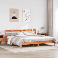 Bedframe zonder matras massief grenenhout wasbruin 200x200 cm - thumbnail