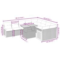 10-delige Loungeset met kussens poly rattan grijs - thumbnail