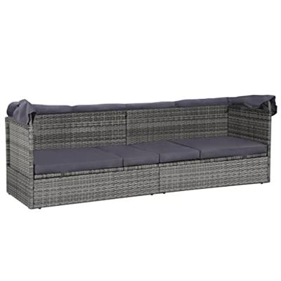 VidaXL Tuinbed met luifel 205x62 cm poly rattan grijs