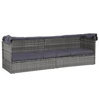 Tuinbed met luifel 205x62 cm poly rattan grijs - thumbnail