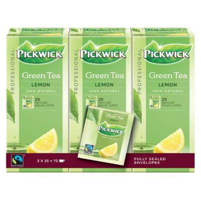 Pickwick thee, groene thee met lemon, fairtrade, pak van 25 zakjes