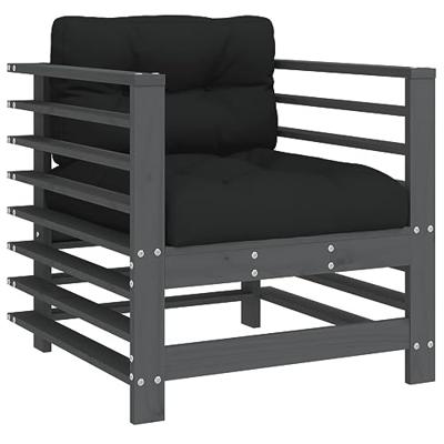 Tuinstoelen 2 st met kussens massief grenenhout grijs Tuinstoelen 2 st met kussens massief grenenhout grijs