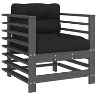 Tuinstoelen 2 st met kussens massief grenenhout grijs - thumbnail