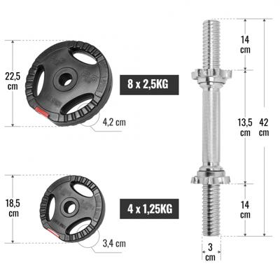 Dumbellset 30 kg Gripper Kunststof