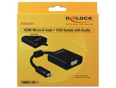 DeLOCK micro-hdmi naar vga adapter (zwart, 0,17 meter)