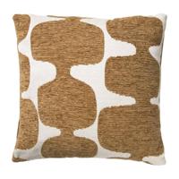 Kussen jacquard organisch - bruin/wit - 45x45 cm - thumbnail