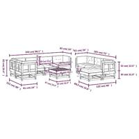 10-delige Loungeset met kussens massief hout - thumbnail