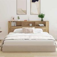 Hoofdeinde kas met opslag 220 x 18,5 x 104,5 cm Bewerkt hout - thumbnail