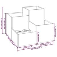 Tuin Bloempot Zwart 80 x 80 x 60 cm Staal - thumbnail