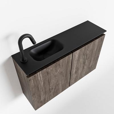 MONDIAZ TURE 80cm toiletmeubel dark brown. EDEN wastafel urban links 1 kraangat
