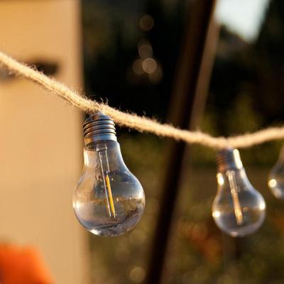 Buitenlichtslinger - LUMISKY - FANTASY CORD - 7,70 m - 10 transparante gloeilampen - warm witte LED