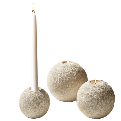 Waxinelichthouders polystone - waxinelichthouders Moonsand, 3 st. - waxinelichthouders cremé wit