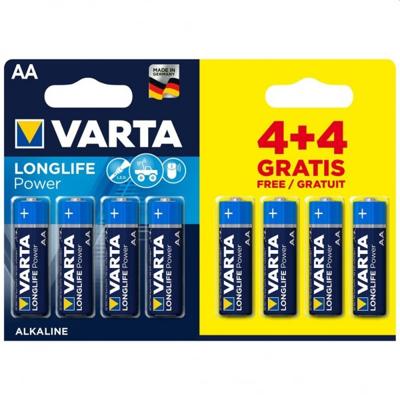 Batterij Varta AA 4+4 Alkaline Longlife Power - thumbnail