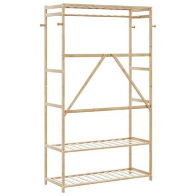 Kledingrek met schappen 110x40x175 cm bamboe Kledingrek met schappen 110x40x175 cm bamboe