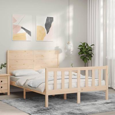 Bedframe met hoofdbord massief hout