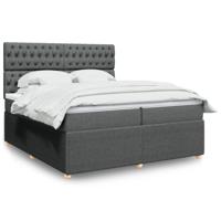 Boxspring met matras stof donkergrijs 200x200 cm - thumbnail