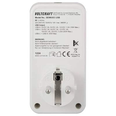 VOLTCRAFT SEM6503 Energiekostenmeter USB-interface, USB-meting (laadvermogen), Incl. radiografische stekkerdoos, Gegevensexport, Datalogger, Kostenprognose, VOLTCRAFT SEM6503 Energiekostenmeter USB-interface, USB-meting (laadvermogen), Incl. radiografische stekkerdoos, Gegevensexport, Datalogger, Kostenprognose,