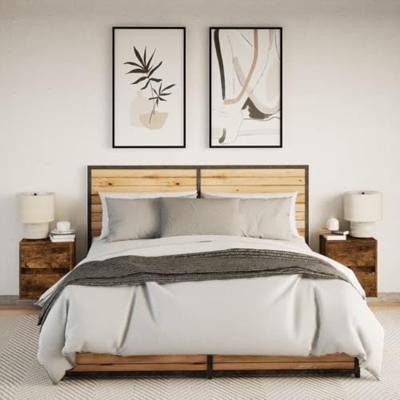 Nachtkastjes met LED's 2 st wandgemonteerd gerookt eikenkleurig Nachtkastjes met LED's 2 st wandgemonteerd gerookt eikenkleurig