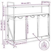 Wasmand 3 vakken met planken grijs sonoma eiken - thumbnail