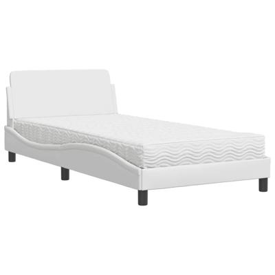 Bed met matras kunstleer wit 100x200 cm - thumbnail