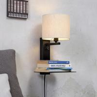 its about RoMi Wandlamp 'Florence' Met plank en USB, kleur Beige - thumbnail
