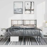 Bedframe met hoofd- en voeteneinde metaal zwart 135x190 cm - thumbnail