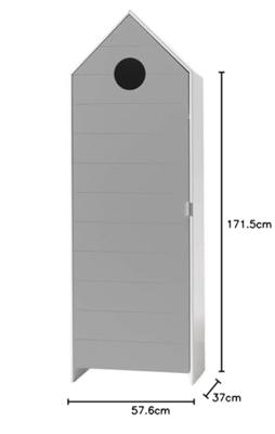 Vipack kledingkast Casimi 1 deurs - grijs - 171,5x57,6x37 cm