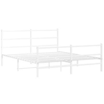 Bedframe met hoofd- en voeteneinde metaal wit 150x200 cm - thumbnail