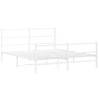 Bedframe met hoofd- en voeteneinde metaal wit 150x200 cm - thumbnail
