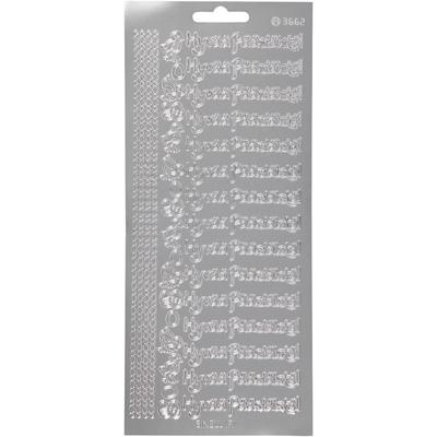 Creativ Company Stickers, hyvaa pääsiäistä, vel 10x23 cm, zilver, 1 vel