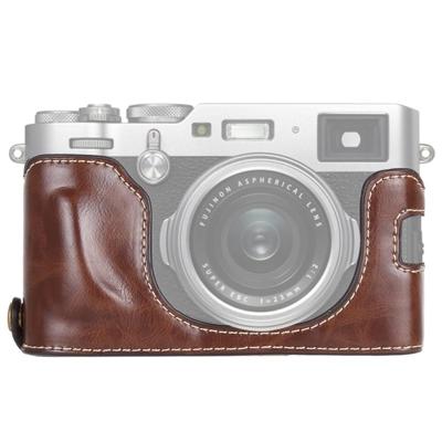 1/4 inch draad PU lederen camera halve Case Base voor FUJIFILM X100F (koffie)