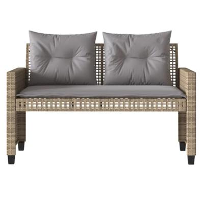 4-delige Loungeset met kussens poly rattan en glas beige - thumbnail