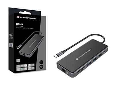 Conceptronic DONN15G notebook dock & poortreplicator Bedraad USB 3.2 Gen 1 (3.1 Gen 1) Type-C Grijs