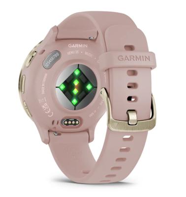 Connected GPS-horloge - GARMIN - Venu 3S - 30,4 mm (1,2) - Zacht goud staal, roze kast en roze siliconen band
